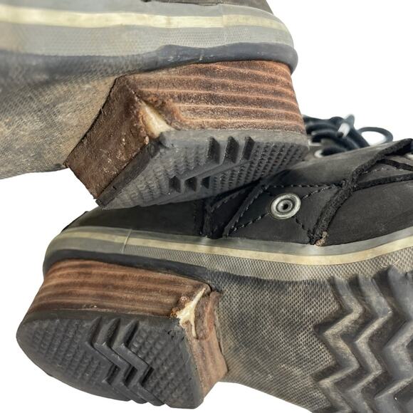 Sorel Boots Womens 6 Slimboot Mid Calf Canvas Leather Black Rugged Winter - Picture 9 of 10